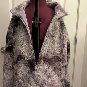 The North Face Gray and White Sherpa Jacket